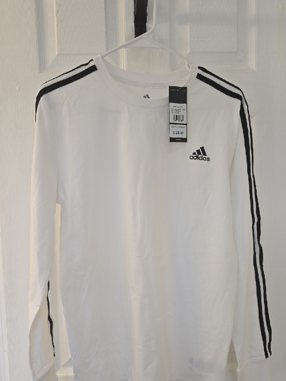 adidas White Short Sleeve Tee with Black Logo